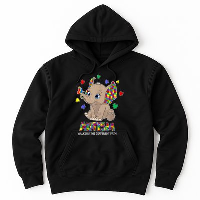 Autism Awareness Elephant Walking The Different Path Puzzle Hoodie