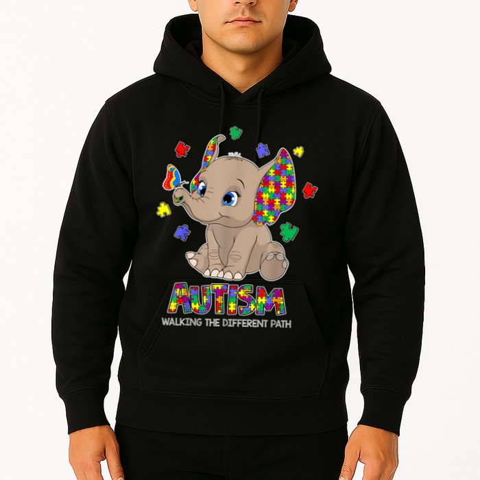 Autism Awareness Elephant Walking The Different Path Puzzle Hoodie