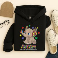 Autism Awareness Elephant Walking The Different Path Puzzle Hoodie