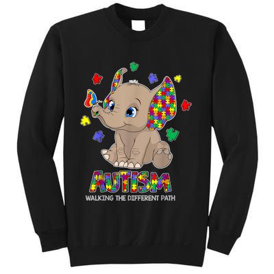 Autism Awareness Elephant Walking The Different Path Puzzle Sweatshirt