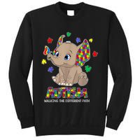 Autism Awareness Elephant Walking The Different Path Puzzle Sweatshirt