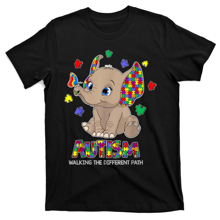 Autism Awareness Elephant Walking The Different Path Puzzle T-Shirt