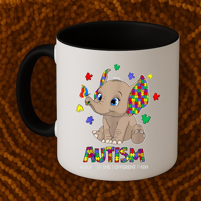 Autism Awareness Elephant Walking The Different Path Puzzle Mug