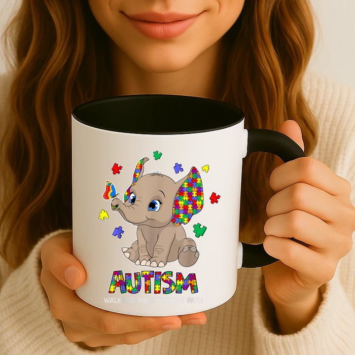 Autism Awareness Elephant Walking The Different Path Puzzle Mug