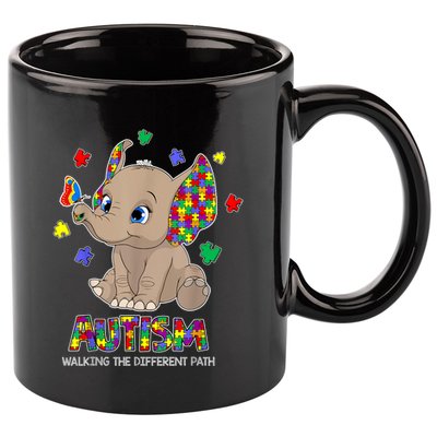 Autism Awareness Elephant Walking The Different Path Puzzle 11oz C Handle Ceramic Mug