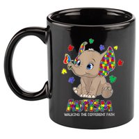 Autism Awareness Elephant Walking The Different Path Puzzle 11oz C Handle Ceramic Mug