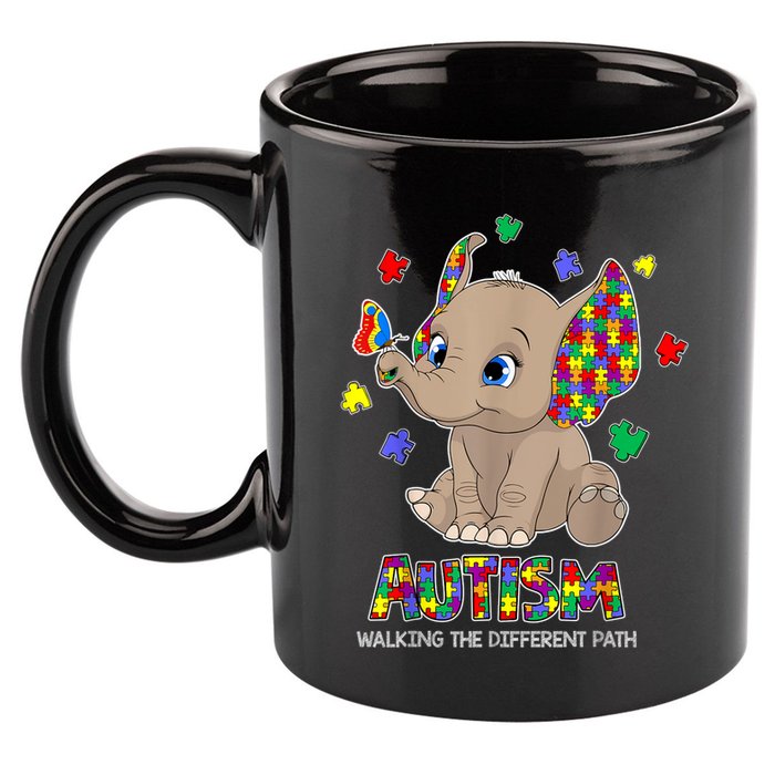 Autism Awareness Elephant Walking The Different Path Puzzle 11oz C Handle Ceramic Mug