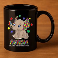 Autism Awareness Elephant Walking The Different Path Puzzle 11oz C Handle Ceramic Mug