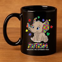 Autism Awareness Elephant Walking The Different Path Puzzle 11oz C Handle Ceramic Mug