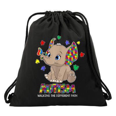 Autism Awareness Elephant Walking The Different Path Puzzle Drawstring Bag