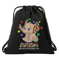 Autism Awareness Elephant Walking The Different Path Puzzle Drawstring Bag