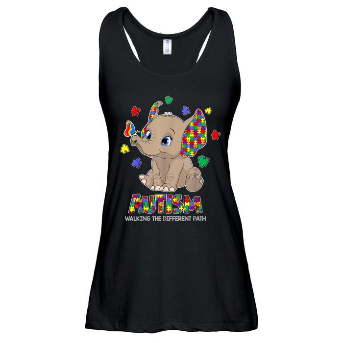 Autism Awareness Elephant Walking The Different Path Puzzle Ladies Essential Flowy Tank