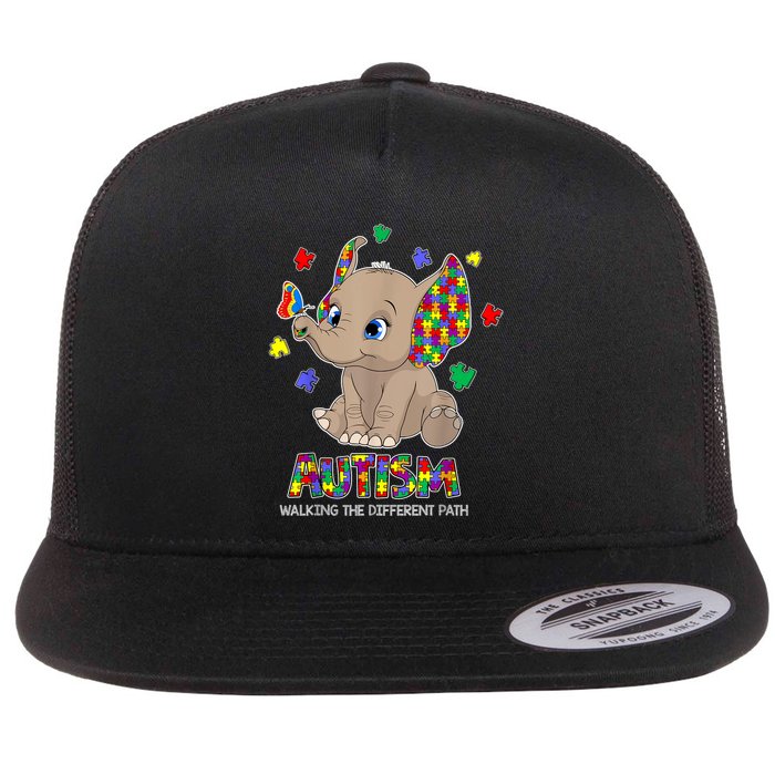 Autism Awareness Elephant Walking The Different Path Puzzle Flatbill Hat