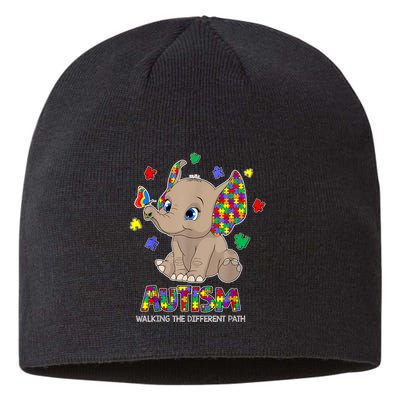 Autism Awareness Elephant Walking The Different Path Puzzle Sustainable Beanie