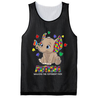 Autism Awareness Elephant Walking The Different Path Puzzle Mesh Reversible Basketball Jersey Tank