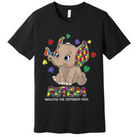 Autism Awareness Elephant Walking The Different Path Puzzle Premium T-Shirt