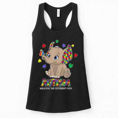 Autism Awareness Elephant Walking The Different Path Puzzle Womens Tank Top