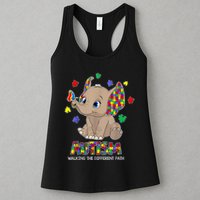 Autism Awareness Elephant Walking The Different Path Puzzle Womens Tank Top