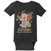 Autism Awareness Elephant Walking The Different Path Puzzle Baby Bodysuit