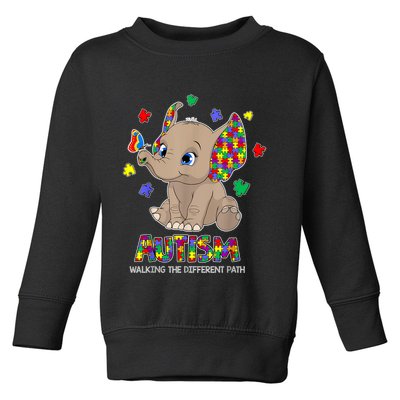 Autism Awareness Elephant Walking The Different Path Puzzle Toddler Sweatshirt