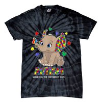 Autism Awareness Elephant Walking The Different Path Puzzle Tie-Dye T-Shirt