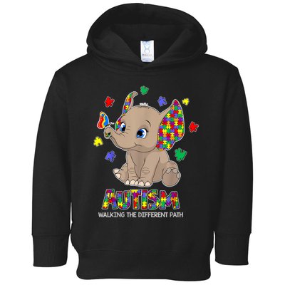 Autism Awareness Elephant Walking The Different Path Puzzle Toddler Hoodie
