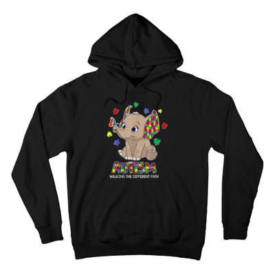 Autism Awareness Elephant Walking The Different Path Puzzle Tall Hoodie