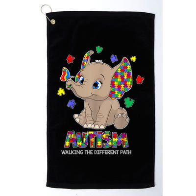 Autism Awareness Elephant Walking The Different Path Puzzle Golf Towel