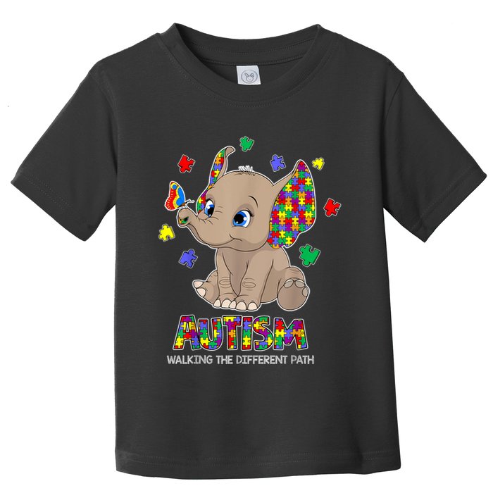 Autism Awareness Elephant Walking The Different Path Puzzle Toddler T-Shirt