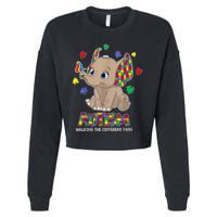 Autism Awareness Elephant Walking The Different Path Puzzle Cropped Pullover Crew