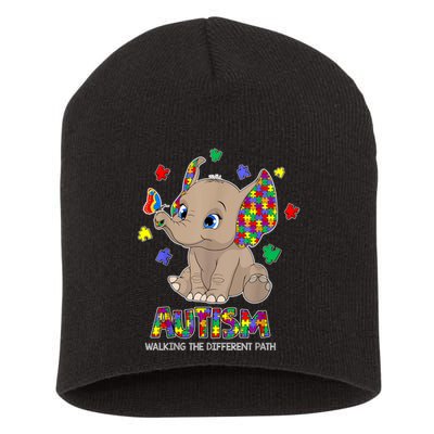 Autism Awareness Elephant Walking The Different Path Puzzle Short Acrylic Beanie