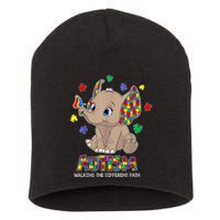 Autism Awareness Elephant Walking The Different Path Puzzle Short Acrylic Beanie