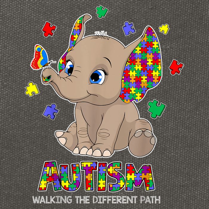 Autism Awareness Elephant Walking The Different Path Puzzle Cotton Canvas Backpack