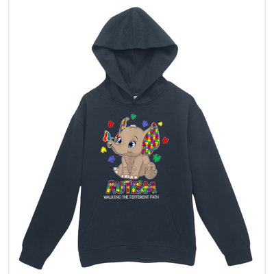 Autism Awareness Elephant Walking The Different Path Puzzle Urban Pullover Hoodie