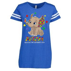 Autism Awareness Elephant Walking The Different Path Puzzle Enza Ladies Jersey Football T-Shirt