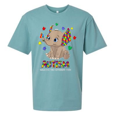 Autism Awareness Elephant Walking The Different Path Puzzle Sueded Cloud Jersey T-Shirt