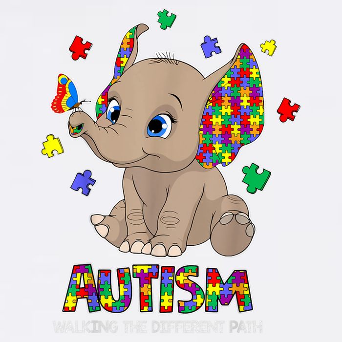 Autism Awareness Elephant Walking The Different Path Puzzle Garment-Dyed Sweatshirt