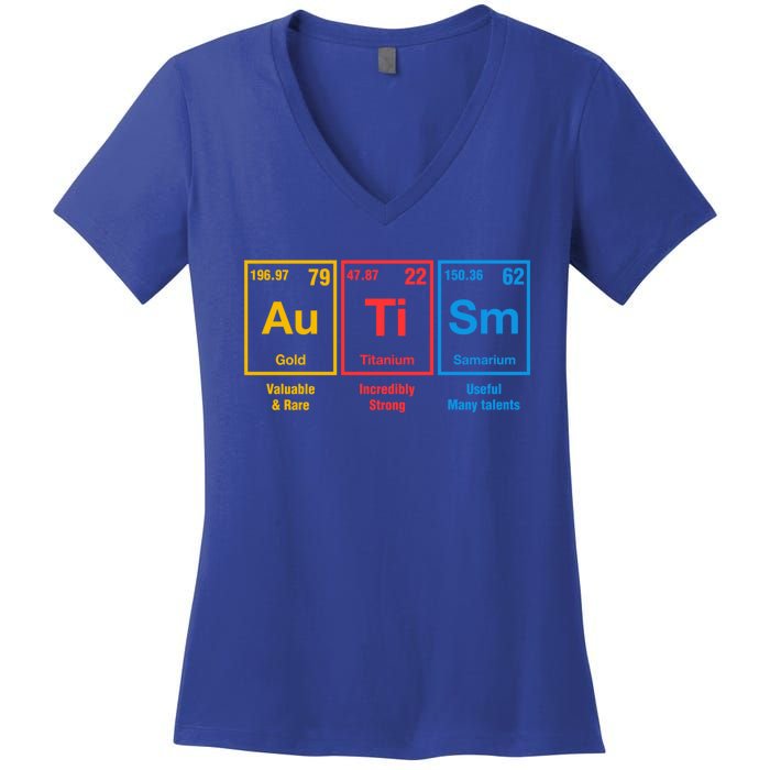 Autism Awareness Elets Periodic Table Asd Gift Women's V-Neck T-Shirt