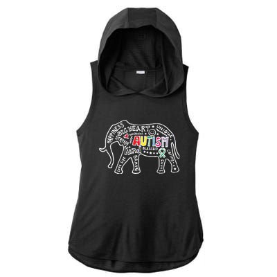 Autism Awareness Elephant Pride Ladies PosiCharge Tri-Blend Wicking Draft Hoodie Tank