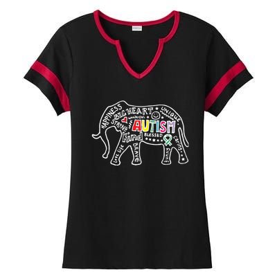 Autism Awareness Elephant Pride Ladies Halftime Notch Neck Tee