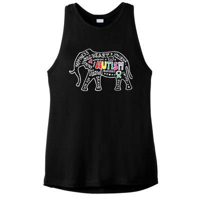 Autism Awareness Elephant Pride Ladies PosiCharge Tri-Blend Wicking Tank