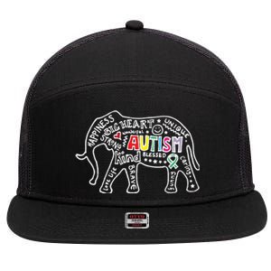 Autism Awareness Elephant Pride 7 Panel Mesh Trucker Snapback Hat