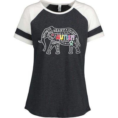 Autism Awareness Elephant Pride Enza Ladies Jersey Colorblock Tee