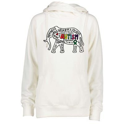 Autism Awareness Elephant Pride Womens Funnel Neck Pullover Hood