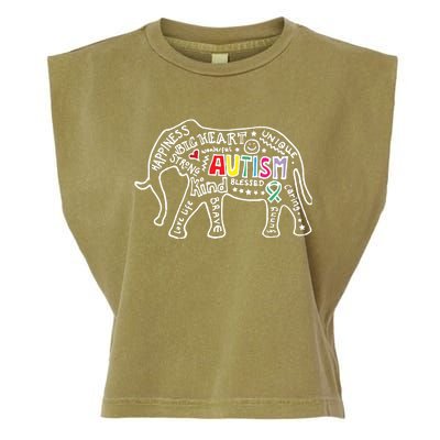 Autism Awareness Elephant Pride Garment-Dyed Women's Muscle Tee