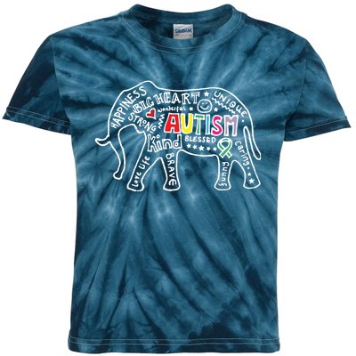 Autism Awareness Elephant Pride Kids Tie-Dye T-Shirt