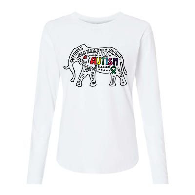 Autism Awareness Elephant Pride Womens Cotton Relaxed Long Sleeve T-Shirt