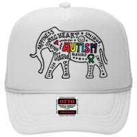 Autism Awareness Elephant Pride High Crown Mesh Back Trucker Hat