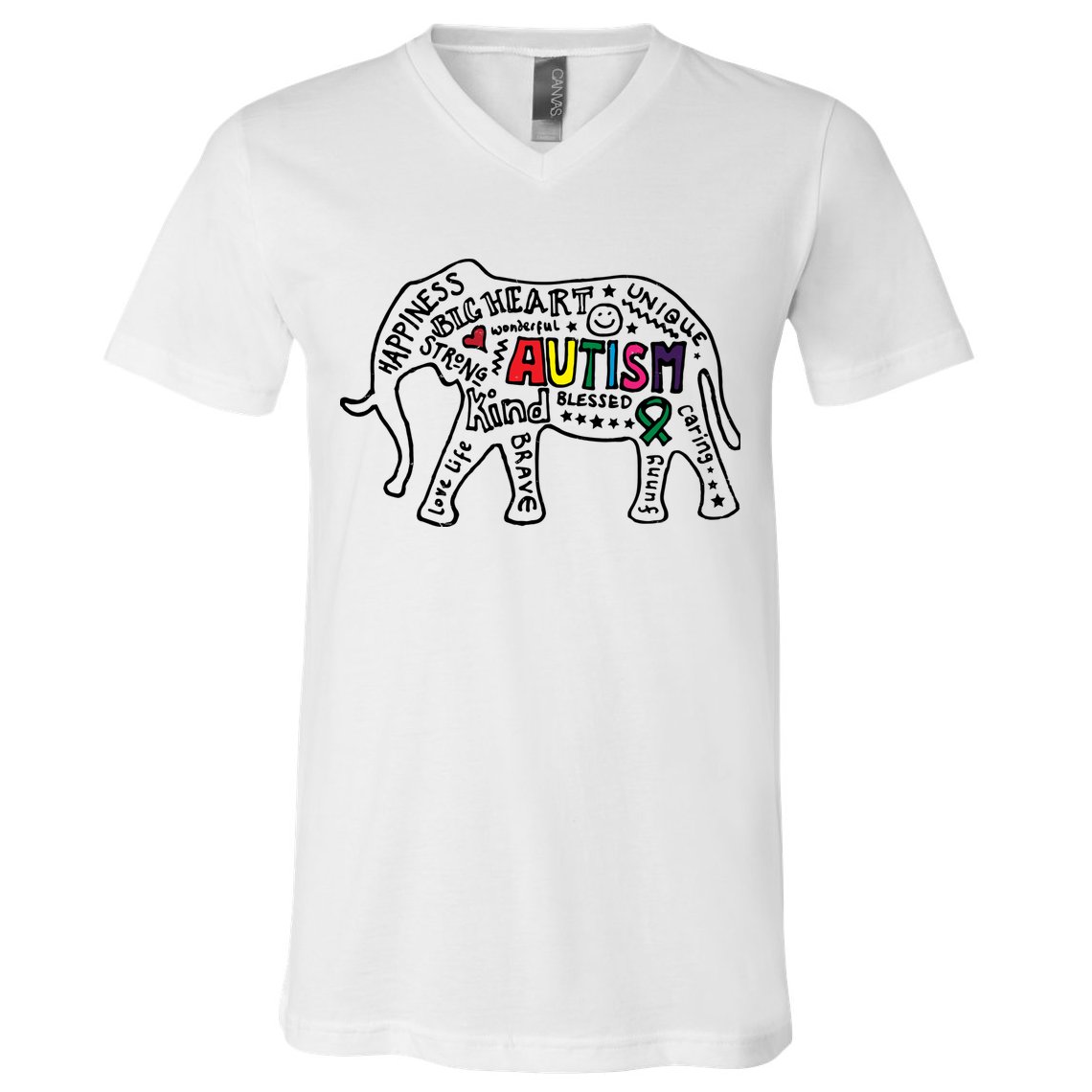 Autism Awareness Elephant Pride V-Neck T-Shirt