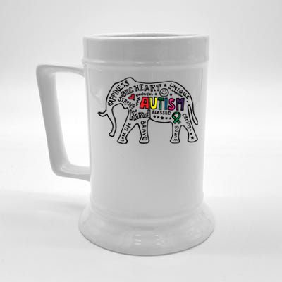 Autism Awareness Elephant Pride Beer Stein